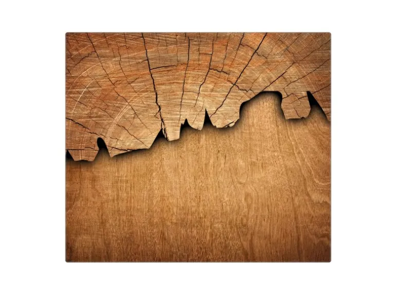 Banjado Herdabdeckplatte Glas 1 Teilig 60x52CM Schneidebrett Herdabdeckung Mit Motiv Holz