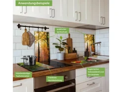 Banjado Herdabdeckplatte Glas 2 Teilig Je 30x52CM Schneidebrett Herdabdeckung Mit Motiv Herbstwald