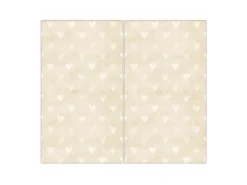 Banjado Herdabdeckplatte Glas 2 Teilig Je 30x52CM Schneidebrett Herdabdeckung Mit Motiv Beige Herzen