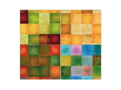 Banjado Herdabdeckplatte Glas 2 Teilig Je 30x52CM Schneidebrett Herdabdeckung Mit Motiv Farbkasten 2