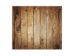 Banjado Herdabdeckplatte Glas 2 Teilig Je 30x52CM Schneidebrett Herdabdeckung Mit Motiv Geöltes Holz