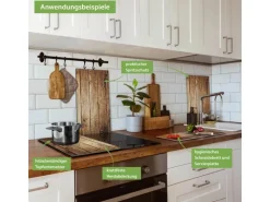 Banjado Herdabdeckplatte Glas 2 Teilig Je 30x52CM Schneidebrett Herdabdeckung Mit Motiv Geöltes Holz