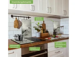 Banjado Herdabdeckplatte Glas 2 Teilig Je 30x52CM Schneidebrett Herdabdeckung Mit Motiv Wilde Pferde Sw