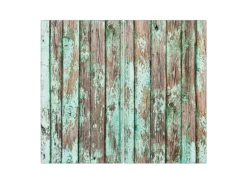 Banjado Herdabdeckplatte Glas 2 Teilig Je 30x52CM Schneidebrett Herdabdeckung Mit Motiv Verwittertes Holz