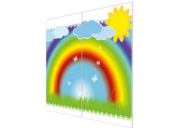 Banjado Herdabdeckplatte Glas 2 Teilig Je 30x52CM Schneidebrett Herdabdeckung Mit Motiv Regenbogen