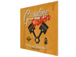 Banjado Herdabdeckplatte Glas 2 Teilig Je 30x52CM Schneidebrett Herdabdeckung Mit Motiv Gasoline Station