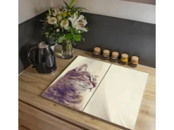 Banjado Herdabdeckplatte Glas 2 Teilig Je 30x52CM Schneidebrett Herdabdeckung Mit Motiv Holgerson