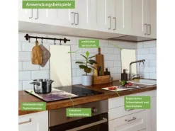 Banjado Herdabdeckplatte Glas 2 Teilig Je 30x52CM Schneidebrett Herdabdeckung Mit Motiv Holgerson