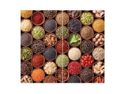 Banjado Herdabdeckplatte Glas 2 Teilig Je 30x52CM Schneidebrett Herdabdeckung Mit Motiv Zutaten