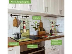 Banjado Herdabdeckplatte Glas 2 Teilig Je 30x52CM Schneidebrett Herdabdeckung Mit Motiv Leuchtturm Sylt