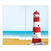 Banjado Herdabdeckplatte Glas 2 Teilig Je 30x52CM Schneidebrett Herdabdeckung Mit Motiv Leuchtturm Illustration