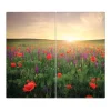 Banjado Herdabdeckplatte Glas 2 Teilig Je 30x52CM Schneidebrett Herdabdeckung Mit Motiv Sommerfeld