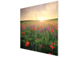 Banjado Herdabdeckplatte Glas 2 Teilig Je 30x52CM Schneidebrett Herdabdeckung Mit Motiv Sommerfeld