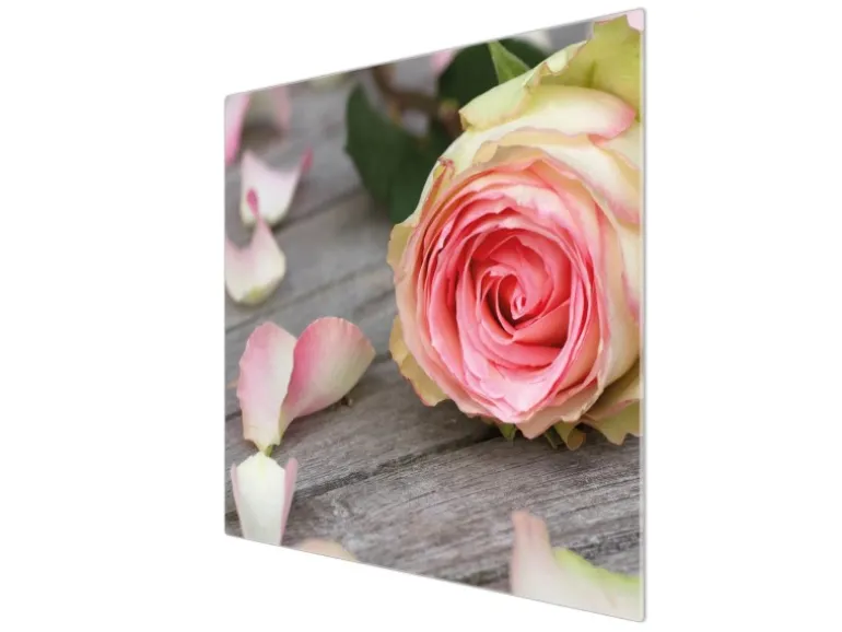 Banjado Herdabdeckplatte Glas 1 Teilig 60x52CM Schneidebrett Herdabdeckung Mit Motiv Rosa Rose