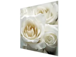 Banjado Herdabdeckplatte Glas 1 Teilig 60x52CM Schneidebrett Herdabdeckung Mit Motiv White Roses