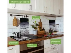 Banjado Herdabdeckplatte Glas 2 Teilig Je 30x52CM Schneidebrett Herdabdeckung Mit Motiv Astronaut