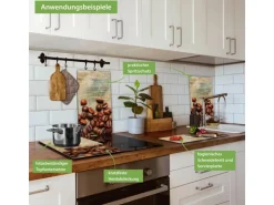 Banjado Herdabdeckplatte Glas 2 Teilig Je 30x52CM Schneidebrett Herdabdeckung Mit Motiv Kaffeebohnen