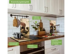 Banjado Herdabdeckplatte Glas 2 Teilig Je 30x52CM Schneidebrett Herdabdeckung Mit Motiv Pirat