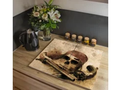 Banjado Herdabdeckplatte Glas 2 Teilig Je 30x52CM Schneidebrett Herdabdeckung Mit Motiv Pirat