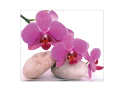 Banjado Herdabdeckplatte Glas 1 Teilig 60x52CM Schneidebrett Herdabdeckung Mit Motiv Orchidee