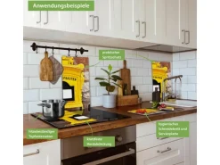 Banjado Herdabdeckplatte Glas 2 Teilig Je 30x52CM Schneidebrett Herdabdeckung Mit Motiv Historischer Postkasten