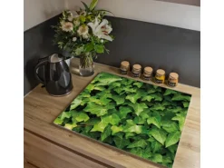 Banjado Herdabdeckplatte Glas 1 Teilig 60x52CM Schneidebrett Herdabdeckung Mit Motiv Efeu