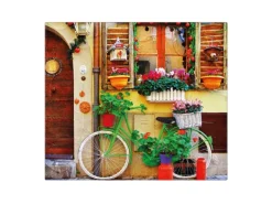 Banjado Herdabdeckplatte Glas 1 Teilig 60x52CM Schneidebrett Herdabdeckung Mit Motiv Grünes Fahrrad