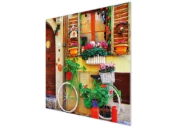 Banjado Herdabdeckplatte Glas 1 Teilig 60x52CM Schneidebrett Herdabdeckung Mit Motiv Grünes Fahrrad