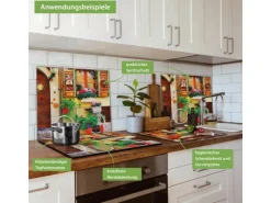 Banjado Herdabdeckplatte Glas 1 Teilig 60x52CM Schneidebrett Herdabdeckung Mit Motiv Grünes Fahrrad