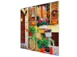 Banjado Herdabdeckplatte Glas 2 Teilig Je 30x52CM Schneidebrett Herdabdeckung Mit Motiv Grünes Fahrrad