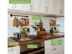 Banjado Herdabdeckplatte Glas 2 Teilig Je 30x52CM Schneidebrett Herdabdeckung Mit Motiv Grünes Fahrrad