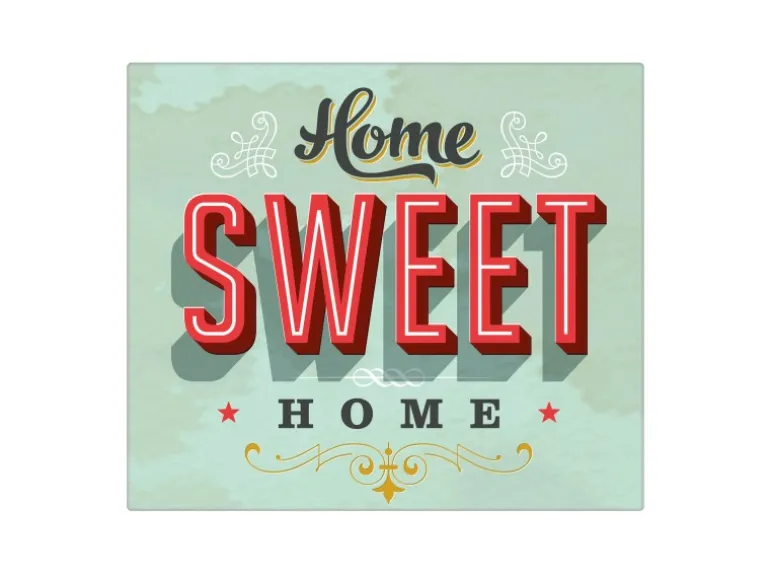 Banjado Herdabdeckplatte Glas 1 Teilig 60x52CM Schneidebrett Herdabdeckung Mit Motiv Home Sweet Home