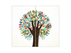 Banjado Herdabdeckplatte Glas 2 Teilig Je 30x52CM Schneidebrett Herdabdeckung Mit Motiv We Are The World