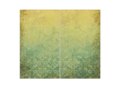 Banjado Herdabdeckplatte Glas 2 Teilig Je 30x52CM Schneidebrett Herdabdeckung Mit Motiv Vintage Messing