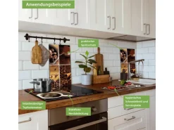 Banjado Herdabdeckplatte Glas 2 Teilig Je 30x52CM Schneidebrett Herdabdeckung Mit Motiv Kaffee&Schokolade