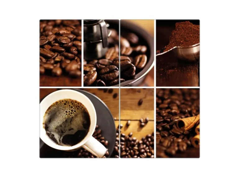 Banjado Herdabdeckplatte Glas 2 Teilig Je 30x52CM Schneidebrett Herdabdeckung Mit Motiv Kaffee&Schokolade