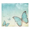 Banjado Herdabdeckplatte Glas 2 Teilig Je 30x52CM Schneidebrett Herdabdeckung Mit Motiv Blaue Schmetterlinge