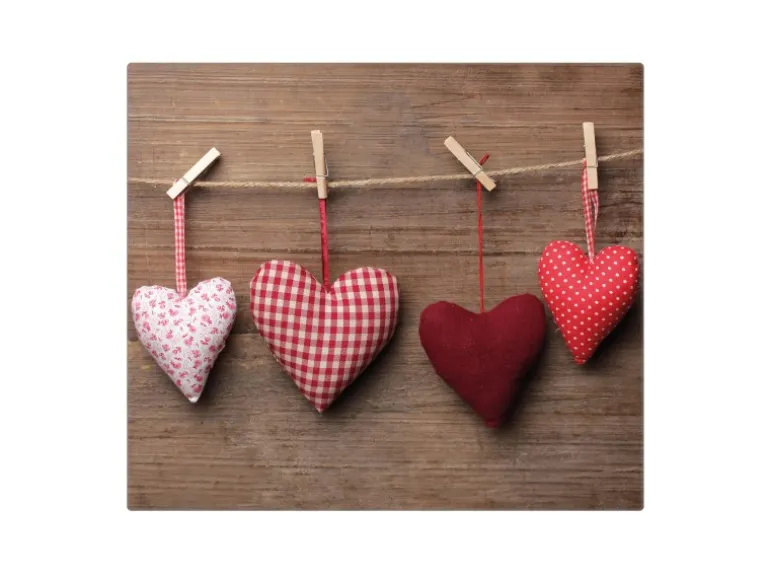 Banjado Herdabdeckplatte Glas 1 Teilig 60x52CM Schneidebrett Herdabdeckung Mit Motiv Herzen