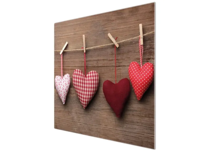 Banjado Herdabdeckplatte Glas 1 Teilig 60x52CM Schneidebrett Herdabdeckung Mit Motiv Herzen