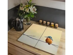 Banjado Herdabdeckplatte Glas 2 Teilig Je 30x52CM Schneidebrett Herdabdeckung Mit Motiv Pause