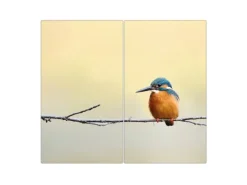 Banjado Herdabdeckplatte Glas 2 Teilig Je 30x52CM Schneidebrett Herdabdeckung Mit Motiv Pause