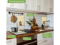 Banjado Herdabdeckplatte Glas 2 Teilig Je 30x52CM Schneidebrett Herdabdeckung Mit Motiv Pause