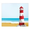 Banjado Herdabdeckplatte Glas 1 Teilig 60x52CM Schneidebrett Herdabdeckung Mit Motiv Leuchtturm Illustration