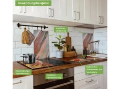 Banjado Herdabdeckplatte Glas 2 Teilig Je 30x52CM Schneidebrett Herdabdeckung Mit Motiv Coloured Wood