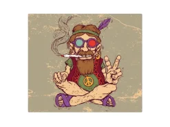 Banjado Herdabdeckplatte Glas 1 Teilig 60x52CM Schneidebrett Herdabdeckung Mit Motiv Peace