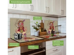 Banjado Herdabdeckplatte Glas 1 Teilig 60x52CM Schneidebrett Herdabdeckung Mit Motiv Peace