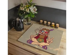 Banjado Herdabdeckplatte Glas 1 Teilig 60x52CM Schneidebrett Herdabdeckung Mit Motiv Peace