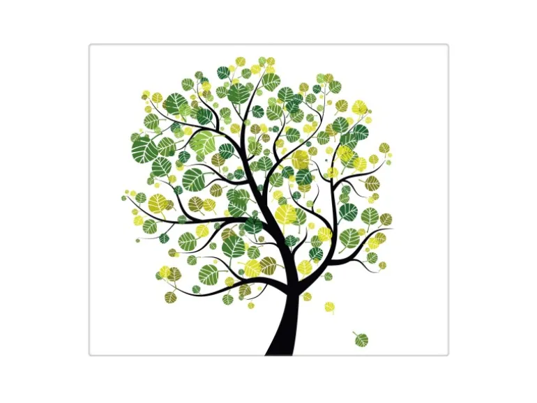 Banjado Herdabdeckplatte Glas 1 Teilig 60x52CM Schneidebrett Herdabdeckung Mit Motiv Laubzauberbaum