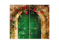 Banjado Herdabdeckplatte Glas 2 Teilig Je 30x52CM Schneidebrett Herdabdeckung Mit Motiv Ferienhaus