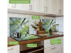 Banjado Herdabdeckplatte Glas 1 Teilig 60x52CM Schneidebrett Herdabdeckung Mit Motiv Zwischen Bäumen 3